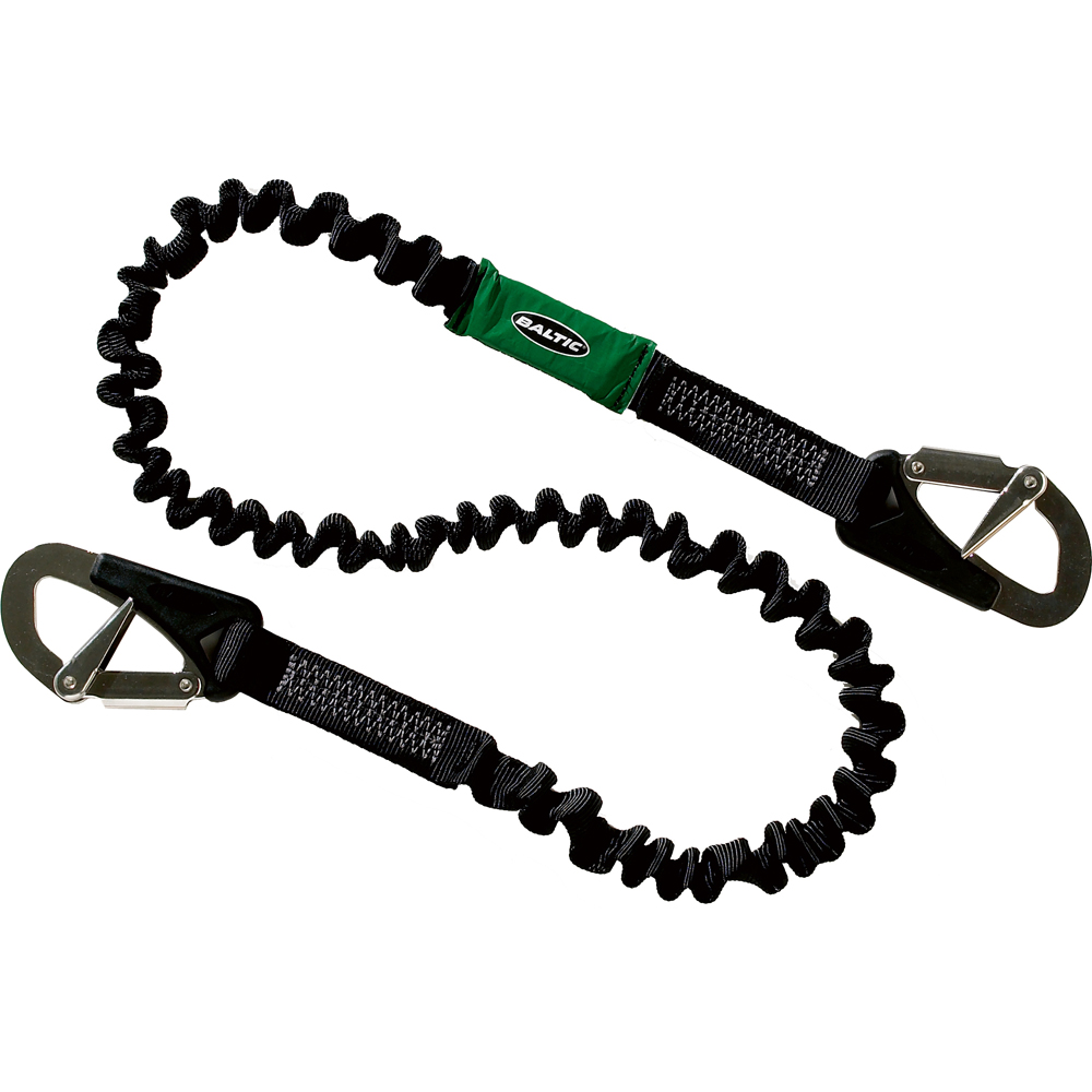 elastic 2 haken safety line 2m zwart