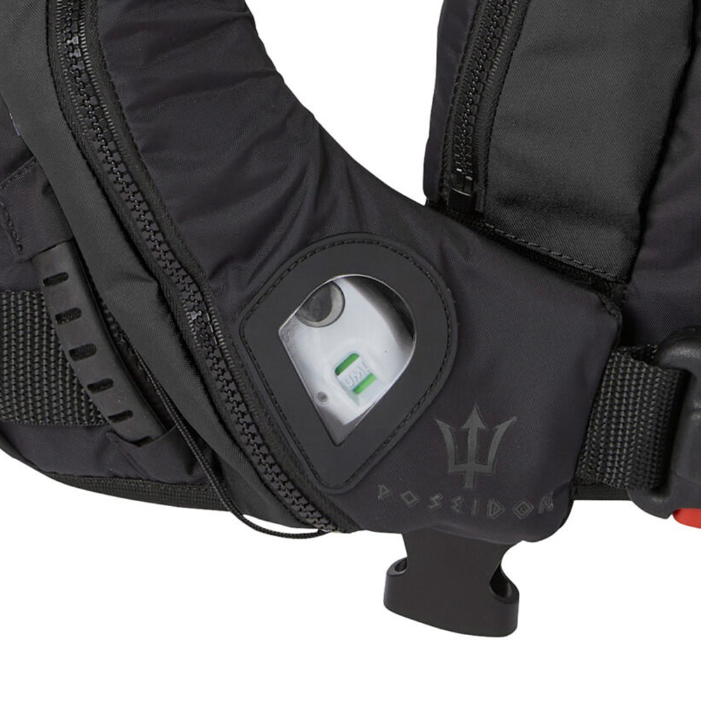 Poseidon 165N automatisch reddingsvest met harnas zwart