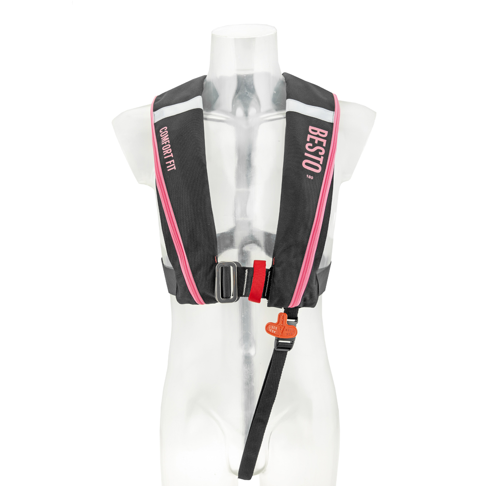 Comfort fit automatisch reddingsvest 180N mh zwart/rose