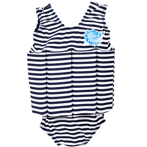Splash About float suit navy white stripe met rits foto 1